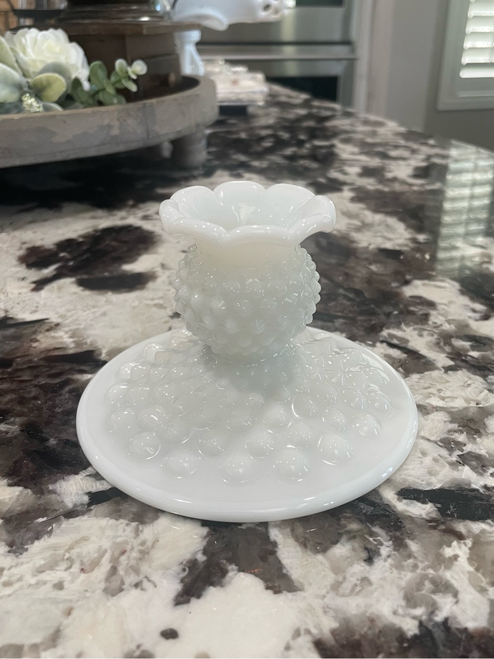 Fenton White Hobnail Milk Glass Candle Holder - Vintage